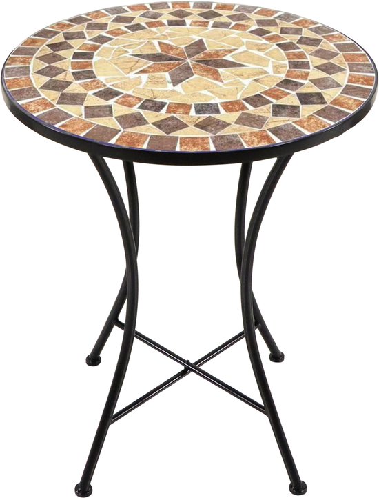 AXI Amélie Bistro Tafel - Earth Brown – Metalen tuintafel – Rond – 60 x 60 x 75 cm - Mozaïeklook – Ingelegd met keramische tegels – Voor tuin, terras en balkon