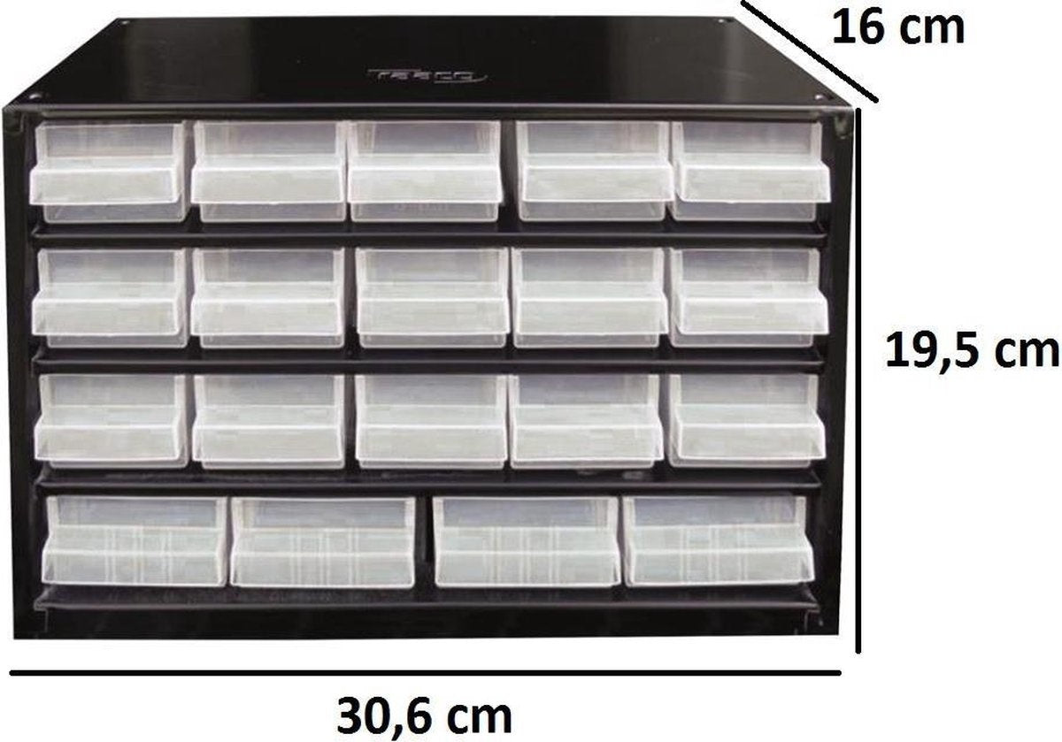 Raaco Stalen ladekast met 19 Lades - 30,6 x 15 x 19,5 cm