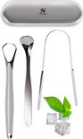Nuvance - Professionele Tongschraper - 3 in 1 Set - voor Mondverzorging - Tongreiniger - Tong Schraper - Tongue Scraper - RVS