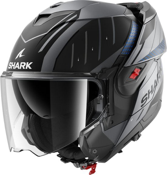Shark Oxo systeemhelm motorhelm Rydger mat antraciet blauw zwart - Maat XXL
