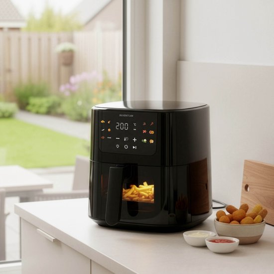 Inventum GF502HLDB Airfryer - 5L - Kijkvenster - 11 programma's - 70-200 °C - Tot 5 personen - Zwart - WK
