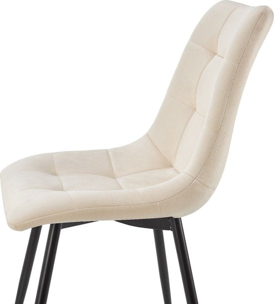 Stalen Eetkamerstoelen Blanca - Set van 2 - Beige - Fluweel