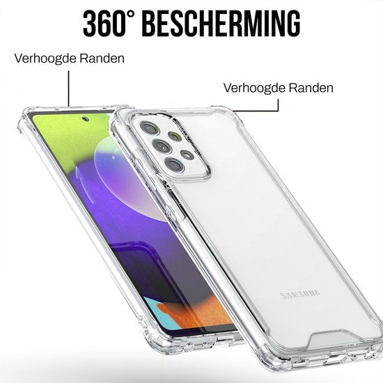 Podec Hoesje geschikt voor Samsung Galaxy A52 Doorzichtig Telefoonhoesje - Anti-Shock Case Cover met 1x Screenprotector