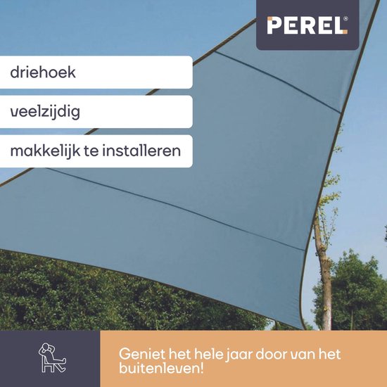 Perel Schaduwdoek, waterafstotend, 5 x 5 x 5 m, 160 g/m², polyester, driehoek, lichtgrijs