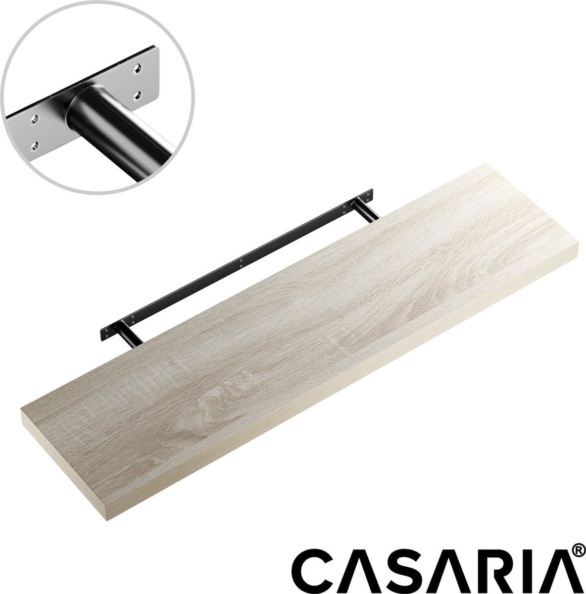 Casaria Wandplank Zwevend - 90 cm 15kg Belastbaar - Eiken