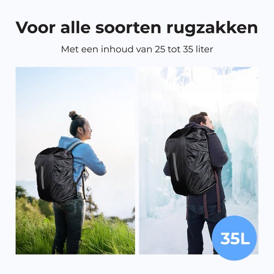 Regenhoes rugzak - 100% waterdicht - Rugtas - Flightbag voor backpack - Schooltas - 25 tot 35 liter