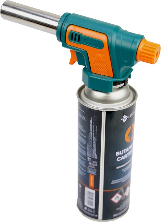 Eurocatch Gasbrander 1300°C – Zwart/Metaal – Butaan Soldeer- & Crème Brûlée Brander