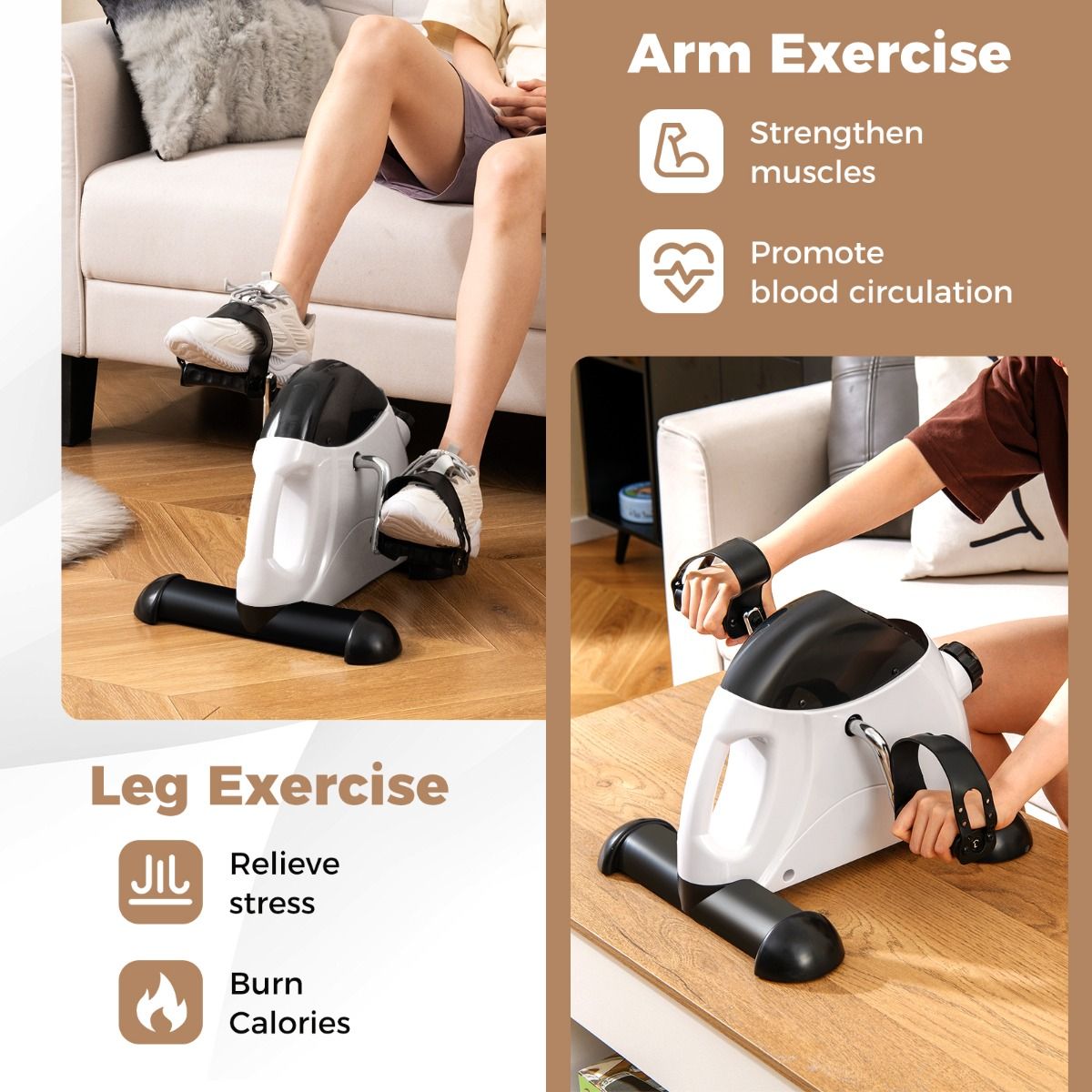 Coast Mini-hometrainer - Arm- en beentrainer - Verstelbare weerstand - Wit