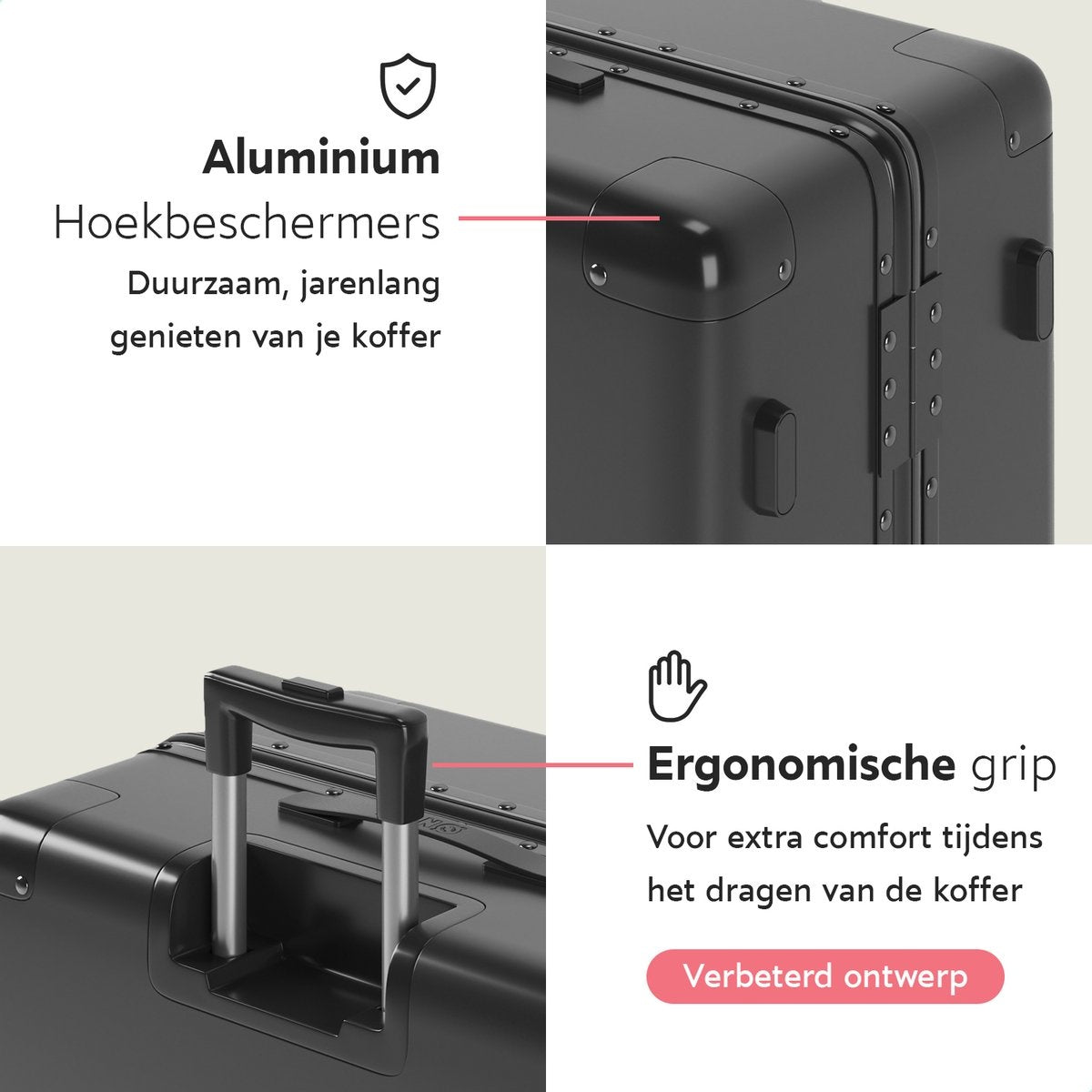 ONYX® - Check-in koffer 100L - TSA slot - Lichtgewicht trolley - Aluminium slot - Zwart
