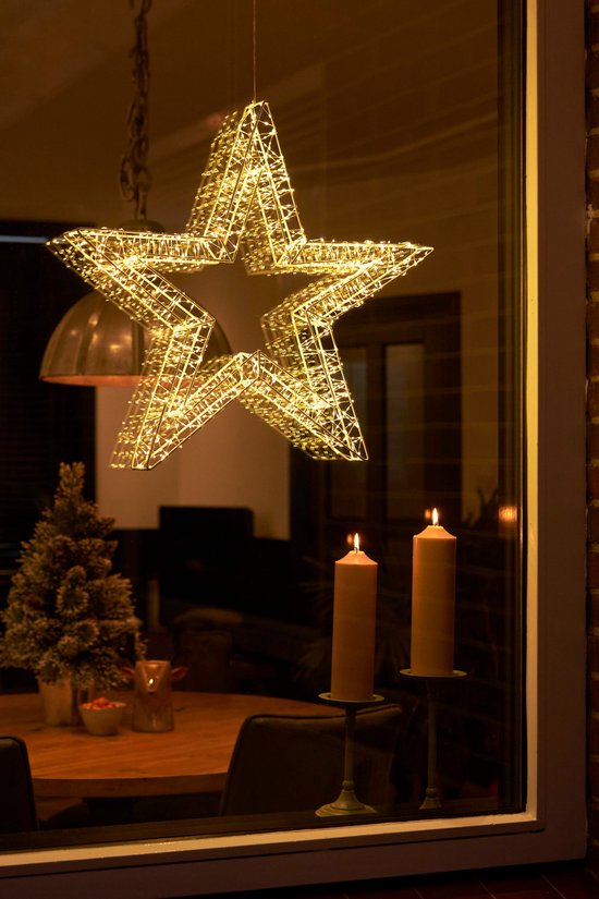 Luca Lighting Ster Hangend met Warm Witte LED Verlichting - Ø56 cm - Metaal - Wit