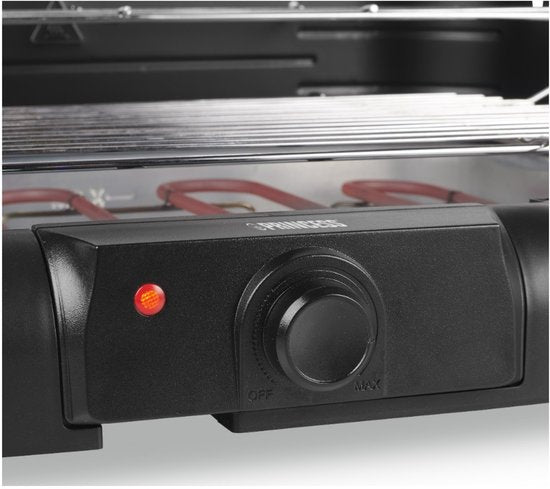 Elektrische Barbecue - Princess 112250 Elektrische BBQ met zijplanken - BBQ - 40x25cm - Met en zonder statief te gebruiken - Met zijplankjes - Ook te gebruiken als tafelgrill - 2200W