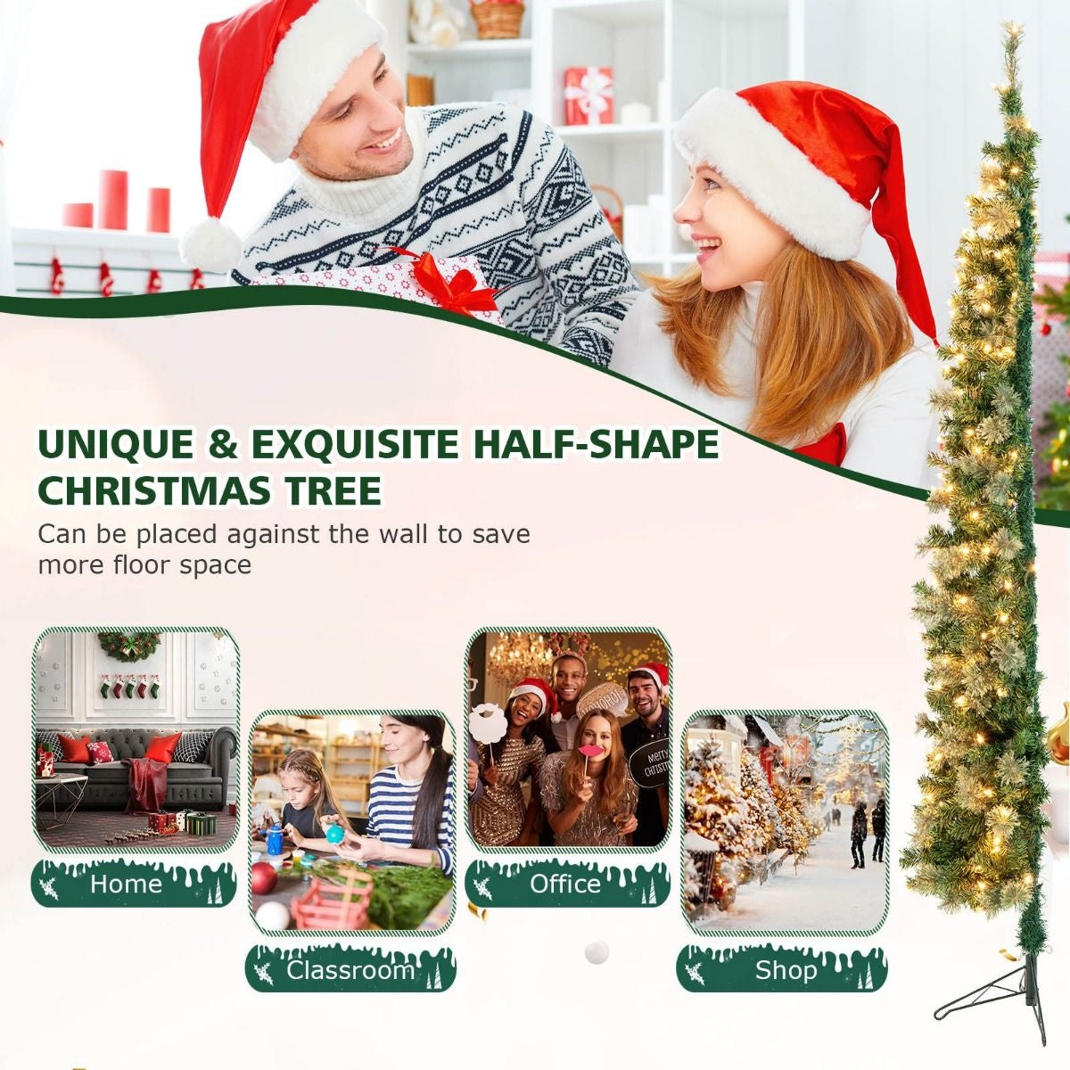 Coast Halve Kunstkerstboom met 150 LED-lampjes -210cm
