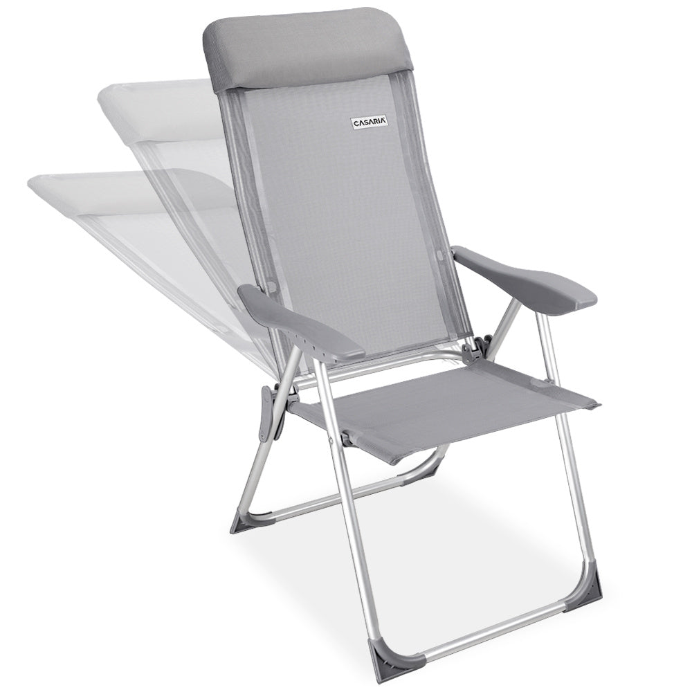 Casaria - Aluminium Tuinstoel 2 Stuks - 7-voudig Verstelbaar - Grijs