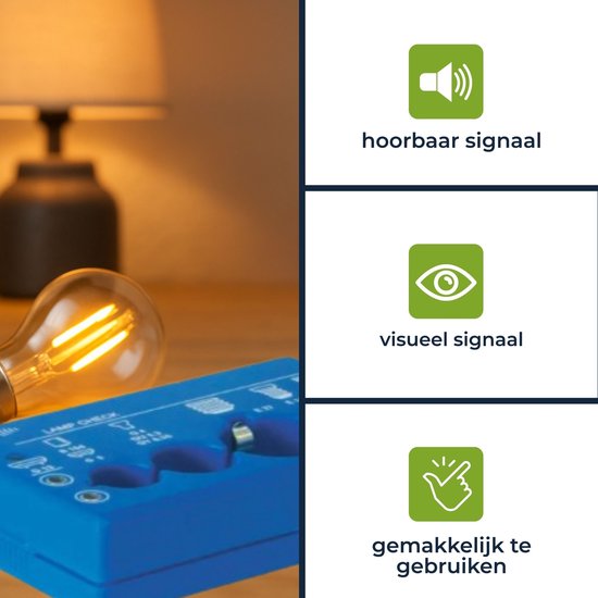 Velleman VTTEST8 Lamptester - Hoorbare en Visuele Indicator - Universeel
