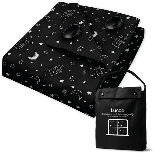 Lunae Draagbaar Verduisteringsgordijn met Zuignappen - 200x130cm - Verduisteringsdoek Zwart - 100% Verduisterende Blackout Curtain - Alternatief voor verduisterend raamfolie - Verduisterende Gordijnen