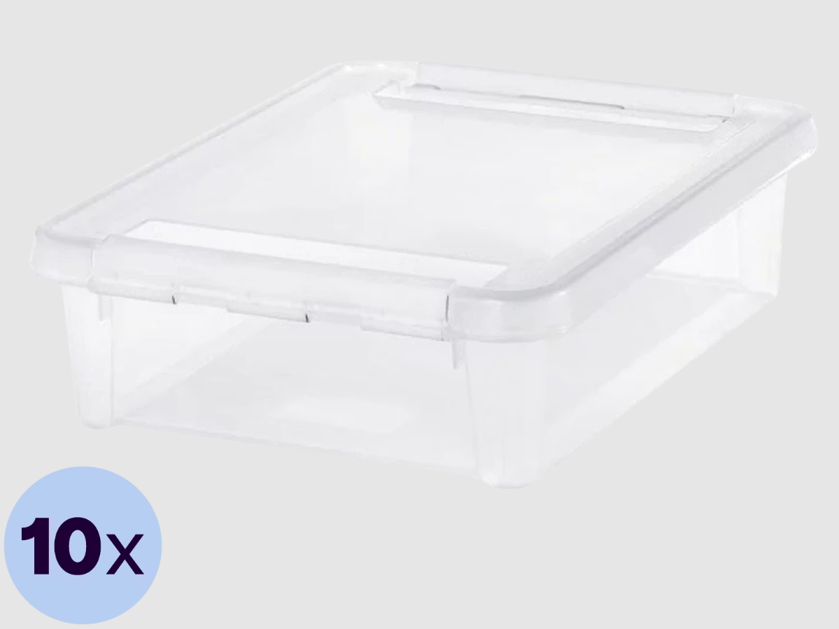 SmartStore Home 14 Opbergbox - 10 Stuks - Nestbaar & Stapelbaar - Duurzaam Met Dekselclips - 8 Liter