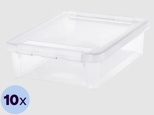 SmartStore Home 14 Opbergbox - 10 Stuks - Nestbaar & Stapelbaar - Duurzaam Met Dekselclips - 8 Liter