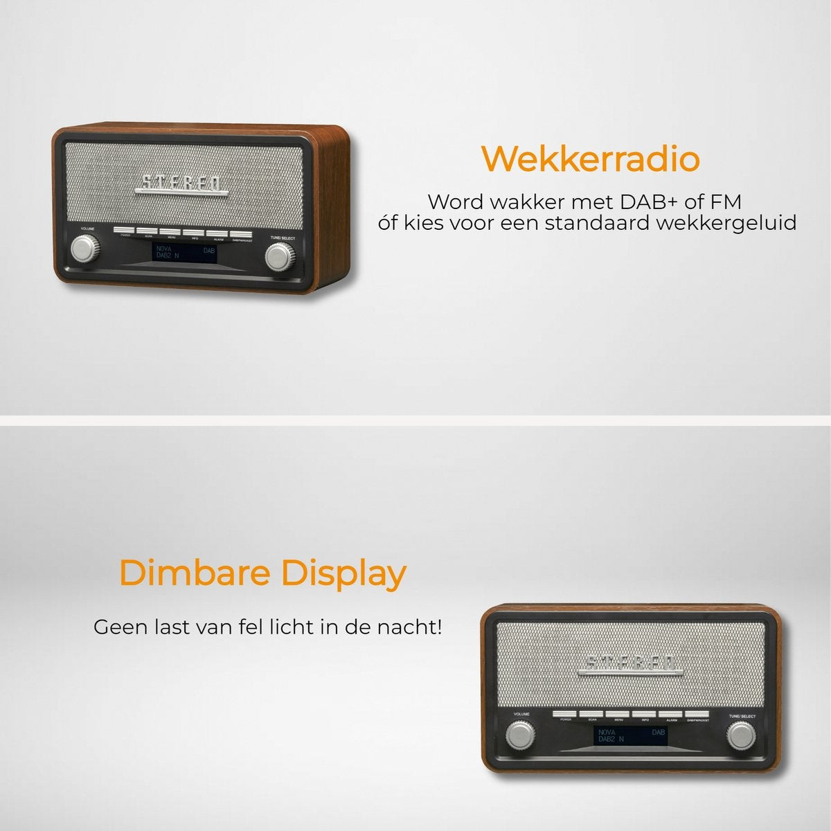 Denver DAB Radio - Retro Radio - Bluetooth - DAB+/ FM - Dimbaar - Batterijen & Netstroom - DAB18