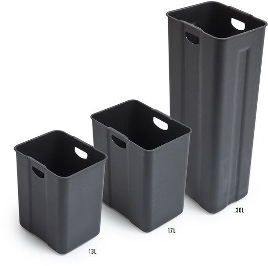 Cleaning prullenbak - 60L - Zacht sluiten - Metaalgrijs - Afval Scheiden 3 bakken - 47 x 39 x 72
