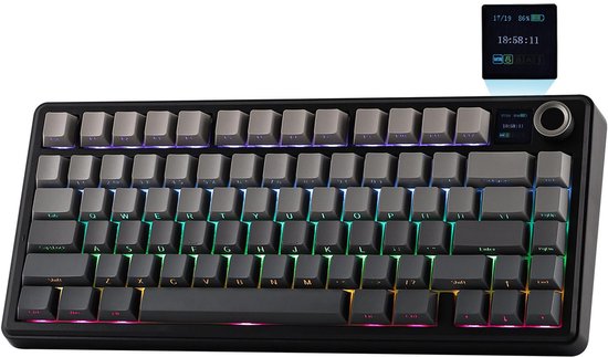 AULA F75 MAX - Zwart/Grijs - Mechanisch Draadloos Toetsenbord - RGB - 75% - QWERTY - Gaming Keyboard - Leobog Reaper Switch