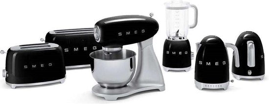 SMEG KLF03BLEU Waterkoker - 1.7L - Kunststof|RVS - BPA vrij - 2400W - 17x22.30x24.60 cm - Zwart