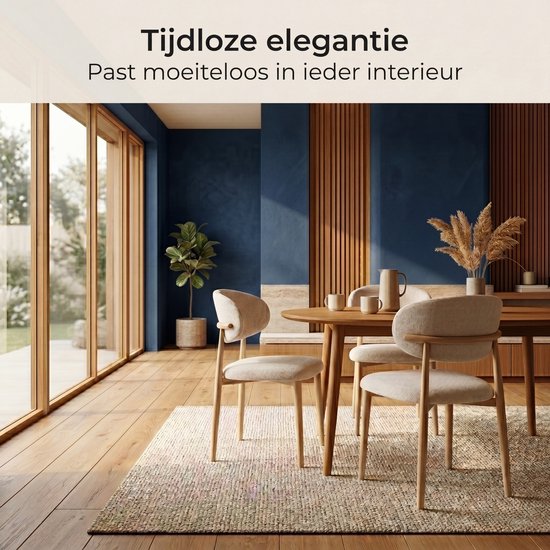 Bayt Japandi eetkamerstoelen - Set van 2 - Beige