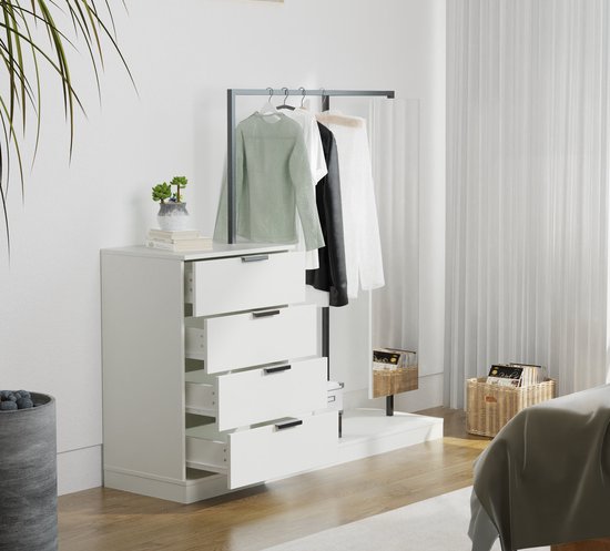 Kledingrek - ladekast met spiegel - kledingkast - opbergkast kleding - hangkast kleding