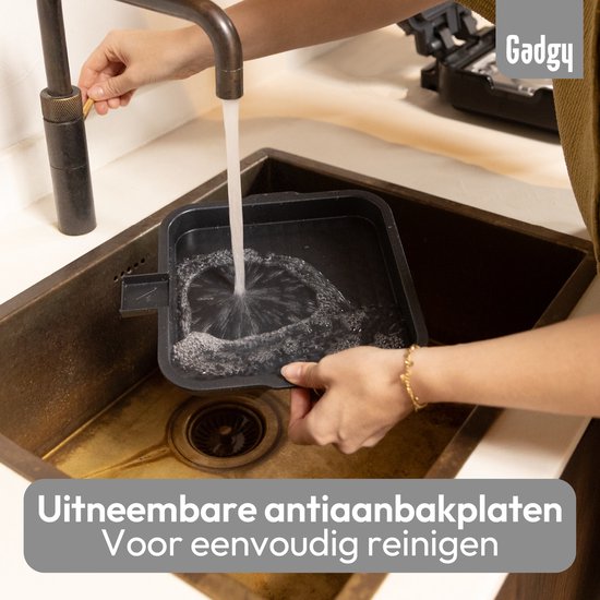 Gadgy Contactgrill 180° Draaibaar – 3-in-1 - Tafelgrill & Paninimaker – 1400W – Met Uitneembare Antiaanbakplaat en Openklapbaar – Temperatuurregelaar – Vetarm Grillen - Cooltouch