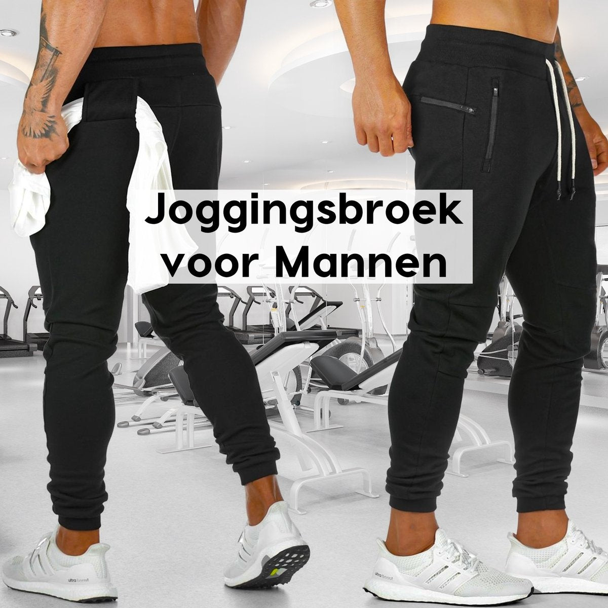 MW® - Trainingsbroek Heren - Joggingbroek Heren - Lange Sportbroek - Broek met Zakken - Maat L