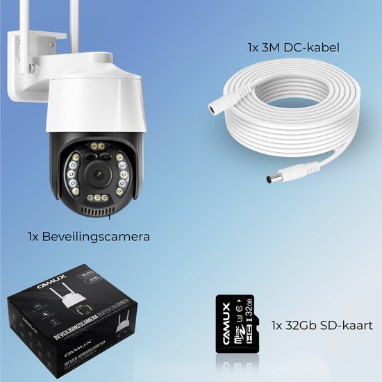 Camux Cam-VisionX Beveiligingscamera Buiten IP66 - 3MP 2K Camera - Buitencamera met Nachtzicht - Wifi met App - Security Camera