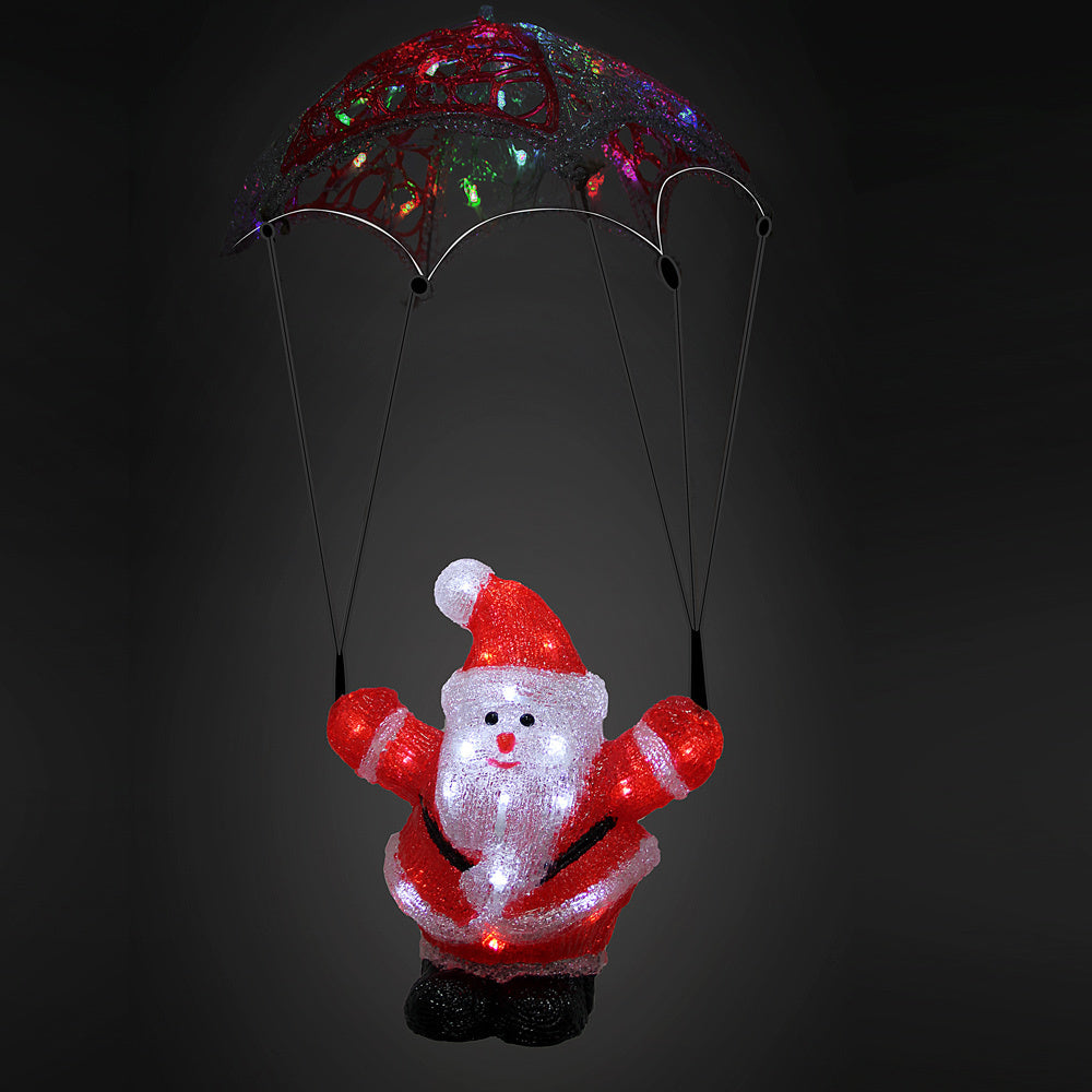 Deuba Kerstfiguur Kerstman Parachute - LED Acryl 31cm –Wit Licht