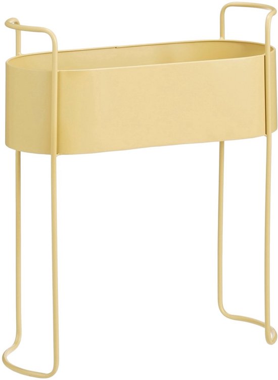 Mica Decorations Moritz Bloempot op Standaard - Plantenpot L55 x B24 x H65 cm - Plantenstandaard op IJzer - Bloempot Binnen of Buiten - Beige