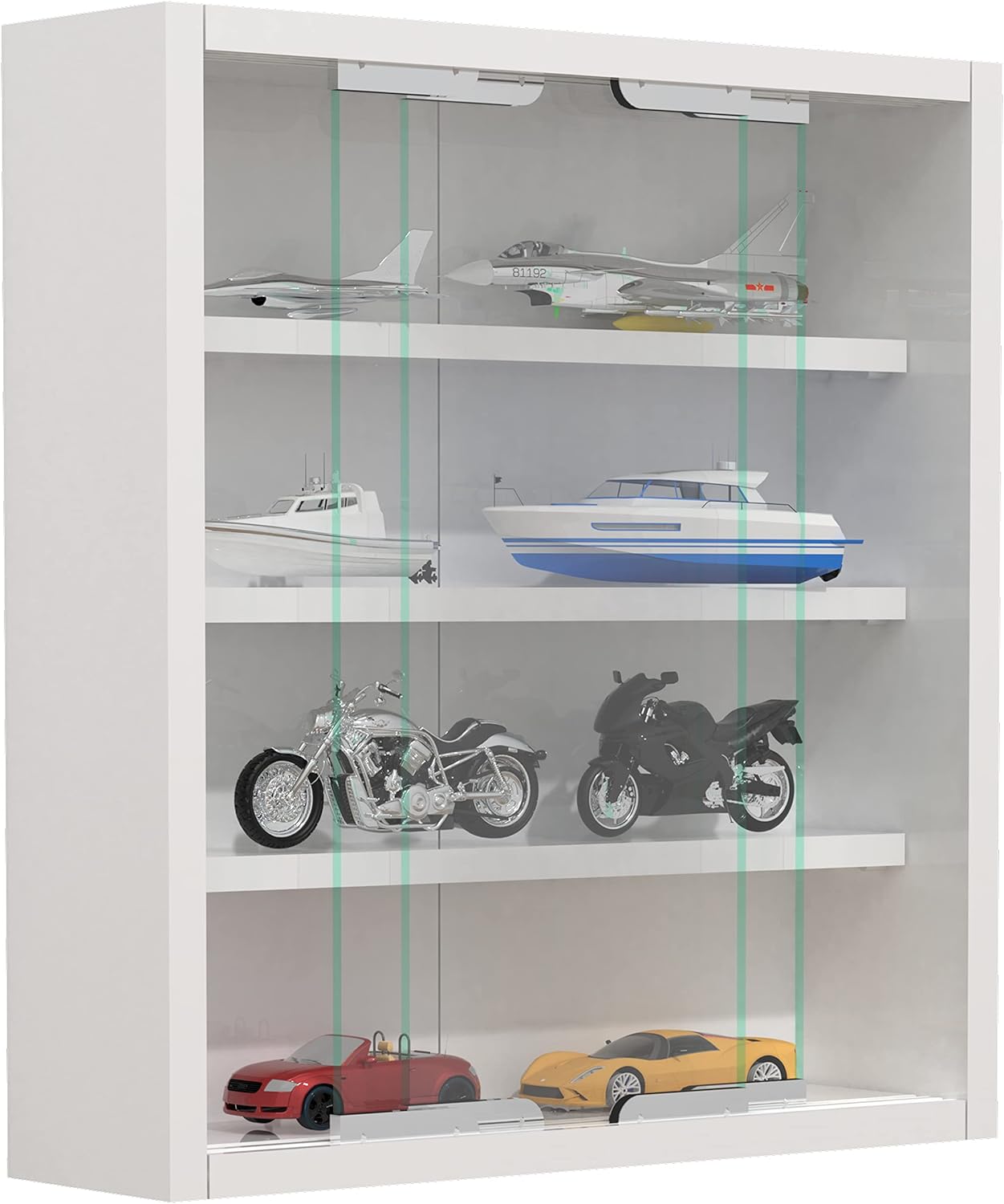 VCM Agisa S Hangende Vitrinekast – Wandkast met Gehard Glas, 3 Verstelbare Planken, Modern en Ruimtebesparend – Wit – 40x37x10 cm