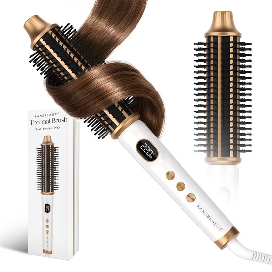Sansbeauté® Blowout 3-in-1 Thermal Brush 38 mm - Keramische Warmteborstel - Multistyler - Airstyler - Krulborstel - Haarborstel - Stijlborstel - Warmteborstel - Volume en Krullen - Roterende Kabel