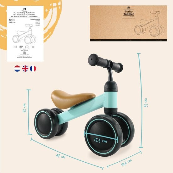 LifeGoods TurboToddler Loopfiets - Speelgoed Vanaf 1 jaar - Kinderstep - Mintgroen