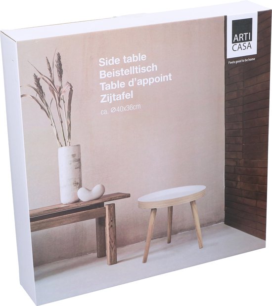 Arti Casa Ronde Bijzettafel Ø40 x 36 cm - Moderne Salontafel Rond - Bijzettafeltje of Nachtkastje - Compact Tafeltje voor Woonkamer of Slaapkamer - Hout