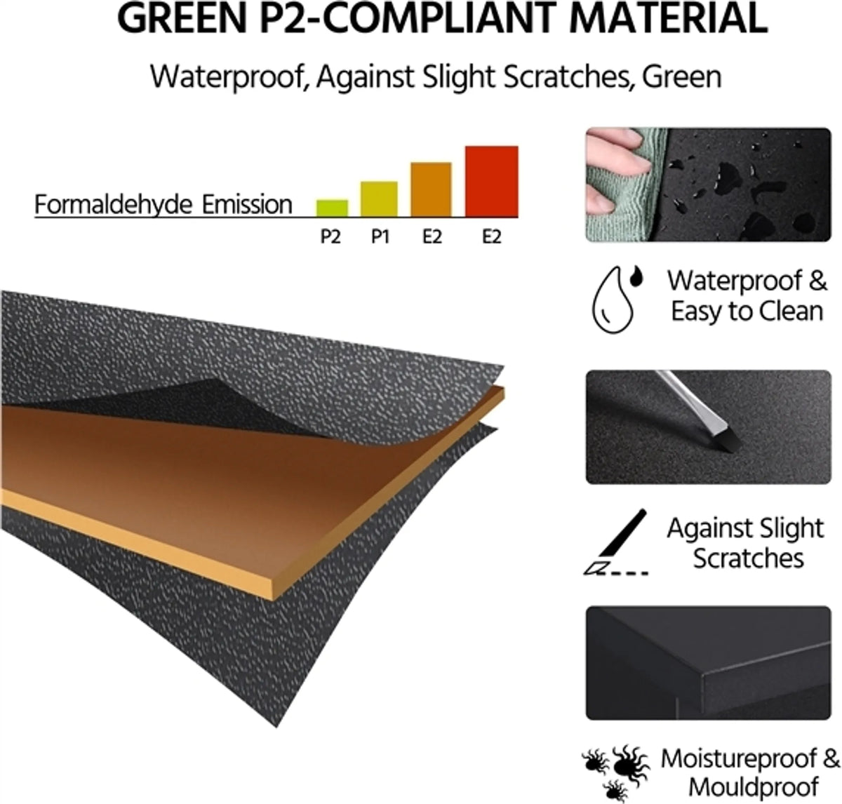 Yaheetech Stijlvol Nachtkastje met 3 Schuifladen 45,5x35,5x60,5 cm – Strak Zwart – MDF