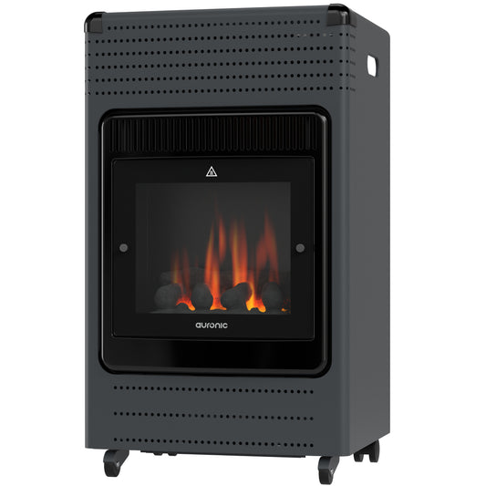 Auronic Mobiele Gaskachel – 3400W – Vlameffect – 2 Warmtestanden – Tot 50 m²