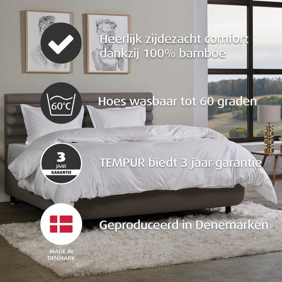 Home by TEMPUR - Dekbedovertrek - 200 x 220 cm - Wit & Katoensatijn - Strijkvrij & Drogerbestendig - Slaapkamer & Comfort - Zijdezachte glans en luxe gevoel