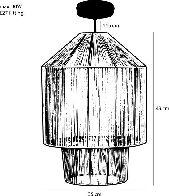 Mica Decorations Elsa Hanglamp - H49 x Ø35 cm - Jute - Lichtbruin