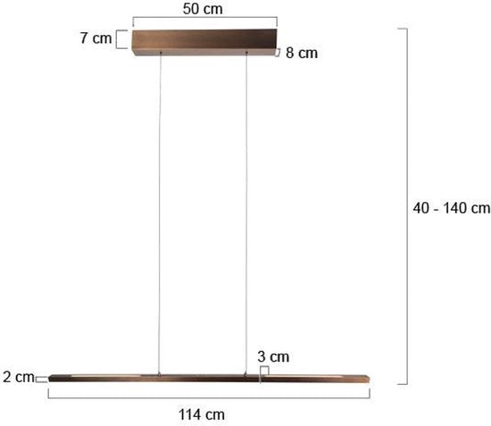 Hanglamp Bande 3994BR bronzen LED lamp 114cm breed met hoogte instelbaar systeem van Steinhauer, stijlvol en modern ontwerp in warme tint