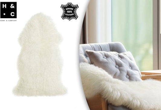 Home&Comfort Schapenvacht - Crème - 90x60 cm - Zacht & Warm Schapenvel