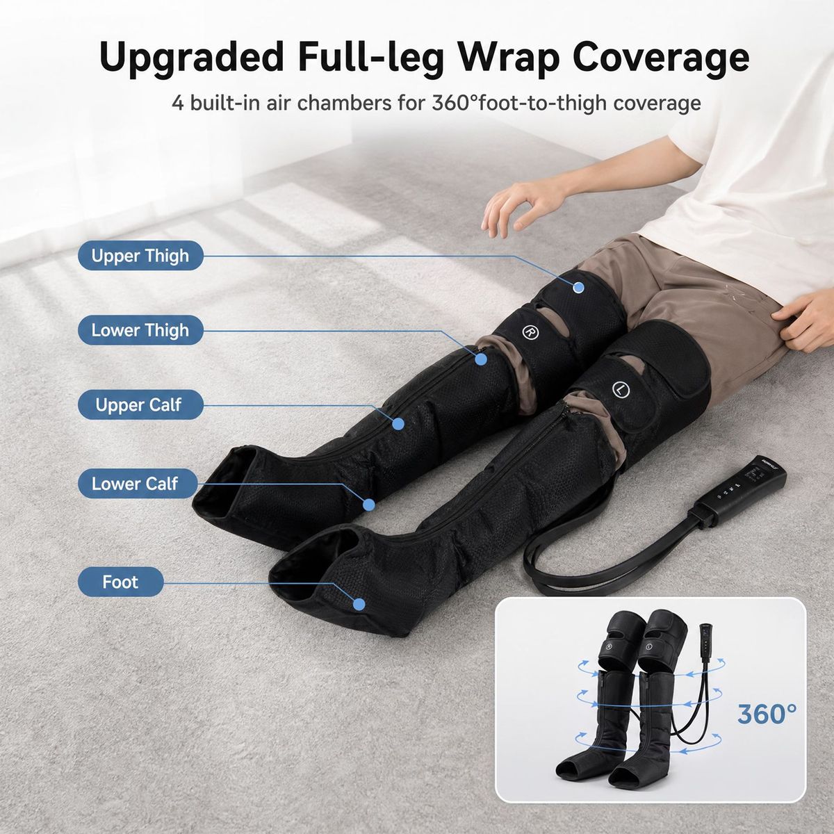 Coast Beenmassageapparaat - warmte en compressie - 6 massagemodi - zwart