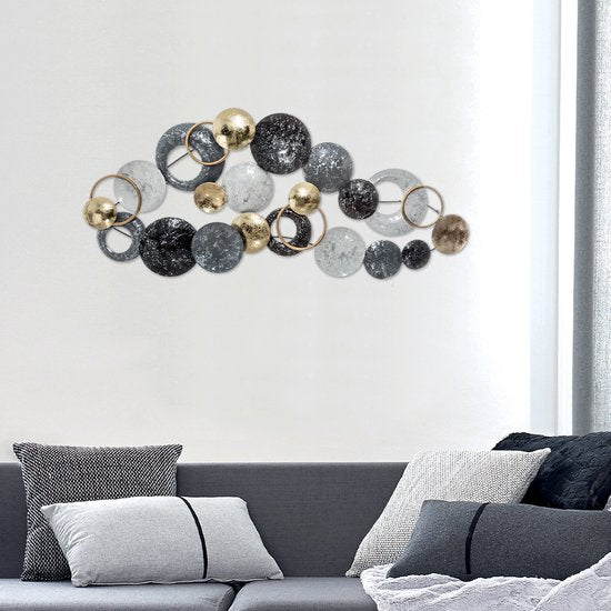 Ronde metalen wanddecoratie - 93 x 43 cm