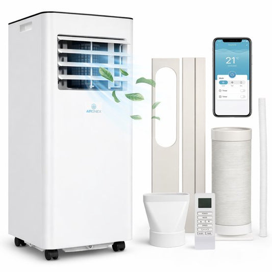 Aironex Mobiele Airco 7000 BTU – App & Afstandsbediening – Stil & Compact – Mobiele Airconditioner met Raamafdichting - Mobiele Airco voor Slaapkamer, Woonkamer, Kantoor