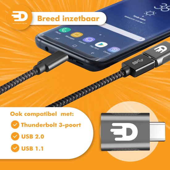 Drivv. USB C naar USB A Adapter – 2 stuks - Space Grey - Thunderbolt 3 - USB 3.0 - 5Gbps