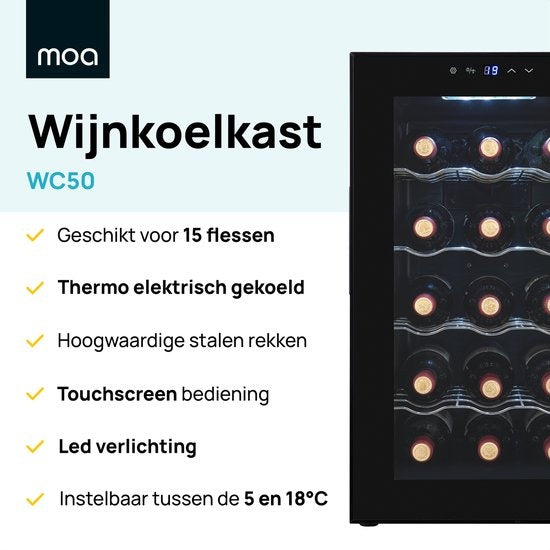 MOA WC50 - Wijnkoelkast - Wijnkoeler - Wijnklimaatkast - 15 flessen
