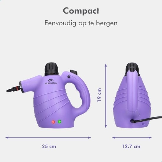 Motionflow 14-in-1 Stoomreiniger - Handstoomreiniger voor kleding - 1150 Watt handstomer - Stoomapparaat vloer, bank & tapijt - Vlekkenreiniger - Tapijtreiniger - 450 ML - 14-Delige accessoires Set