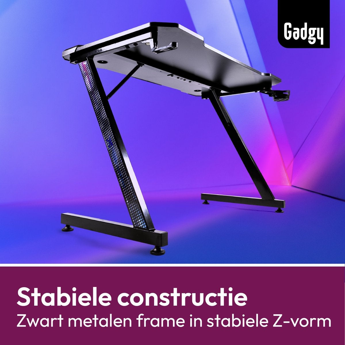 Gadgy Game Bureau Carbon - Gaming Bureau 110 CM Breed - Gaming Desk met Carbon Details - Gaming Tafel met Koptelefoonhouder, bekerhouder & kabeltunnel - Level Up Gamen met Gadgy - Zwart Carbon