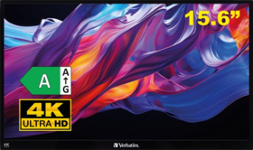 Verbatim Draagbaar aanraakscherm Ultra HD 4K - 15,6” Zwart
